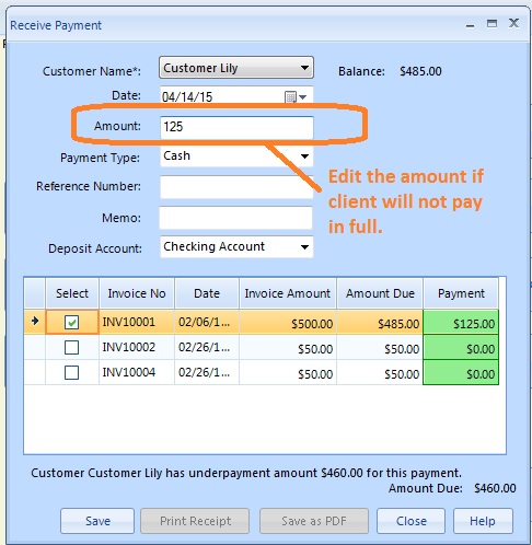 ezAccounting: invoice multiple payment